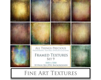 10 Fine Art TEXTURES - FRAMED Set 9 / Photography, Digital Scrapbooking Paper, Background Photo, Photoshop Texture, Photoshop Overlays