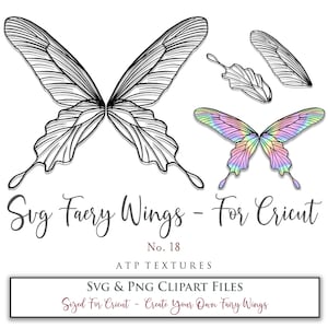SVG Clipart, FAIRY WINGS, Nr. 18 - für Cricut Maker / Kostüm, Cosplay Flügel, druckbare Flügel, Vorlagen, digital, bedruckbar, Png Clipart