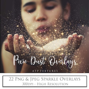 Foto-OVERLAYS, PIXIE Sparkle Dust, Boek Magic / Christmas Overlay, Photoshop, Sterren, Fantasie, Lichten, Png Clipart, Digitaal, Png, Jpeg