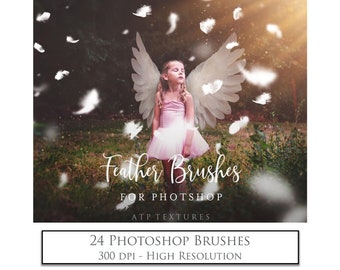 24 Photoshop BRUSHES -  FEATHERS / Photography Overlays, Digital Scrapbooking, Photoshop Background, Angel Feather, High Res