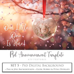 PHOTOSHOP TEMPLATE, Digital Background, VALENTINE Set 5,  Psd File, Png Photography Overlays, Wedding Card For Print, Newborn. Ai Printable