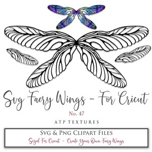 SVG FAIRY WINGS No. 47 - For Cricut - Individual Wing Parts, Costume, Cosplay Pattern, Printable Wing, Png Digital, Art Doll, Halloween
