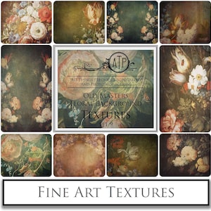 10 Fine Art TEXTURES - Old Masters FLORAL, Flower Background, Set 9 / Photography Texture, High Res, Digital Scrapbooking, Photo Overlay