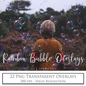 24 Digital Overlays, Png Soap BUBBLE, Photo Overlay, Rainbow, Scrapbooking Background, Fine Art, Photoshop, Bubbles Clipart