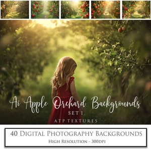 Apple Orchard Digitaler Hintergrund Set 1 - Für Fotografie Bearbeitungen. Hochauflösend, Ai Art. ATP Texturen.