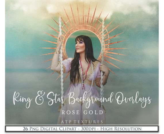PNG Overlays - Star & Circle Background Overlay, Rose GOLD, Halo, Scrapbooking Clipart, Photoshop, Digital Backdrop, Studio, Ring Overlay Il_570xn