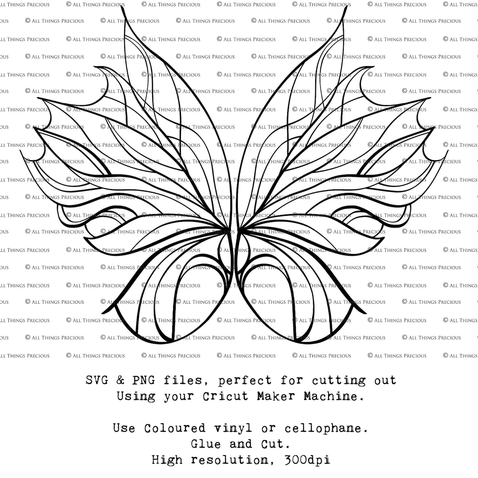 SVG FAIRY WINGS No. 57 for Cricut Maker / Individual Parts, Costume