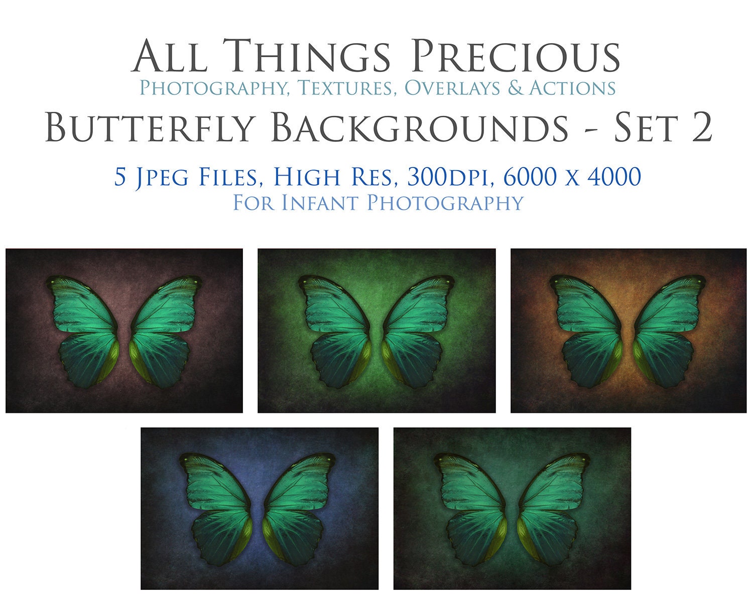 5 DIGITAL BACKDROPS BUTTERFLY Set 2 / Infant Photography Etsy