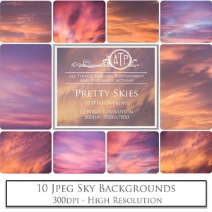 10 PRETTY SKY Overlays SET 1 / Fotografia, Nuvole digitali, Sfondo fotografo, Sovrapposizione Photoshop, Nuvole reali, Sovrapposizione tramonto
