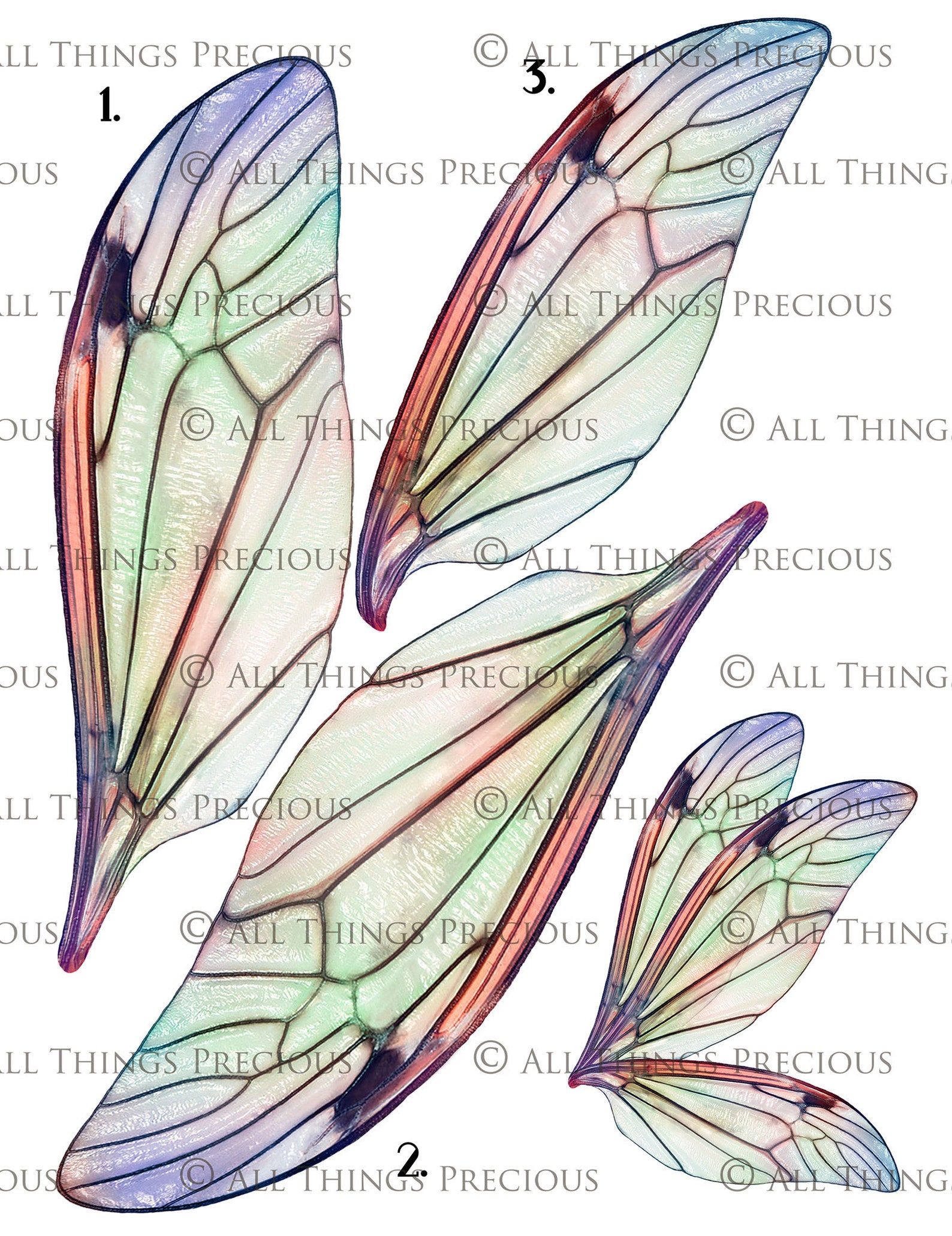PRINTABLE FAIRY WINGS Set 8 Scrapbooking Clipart Digital - Etsy