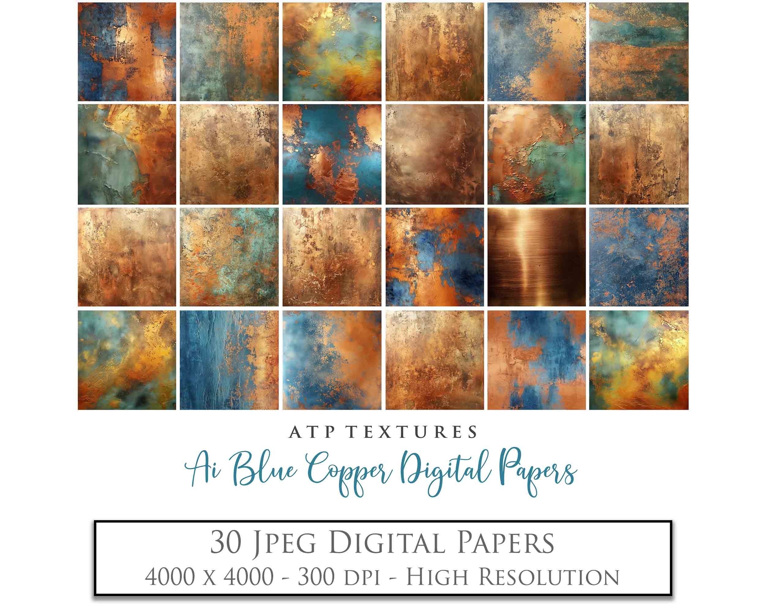 ②Rabbit-PaperCutting- Digital Papers COPPER & BLUE Scrapbooking Art for Card