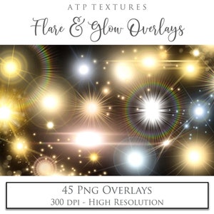 60 OVERLAYS Png - FLARE & GLOW - Photoshop Overlay, Fairy Sparkles, Lens Flare, Png, Lantern Light, Book Magic, Sun Flare, Scrapbook