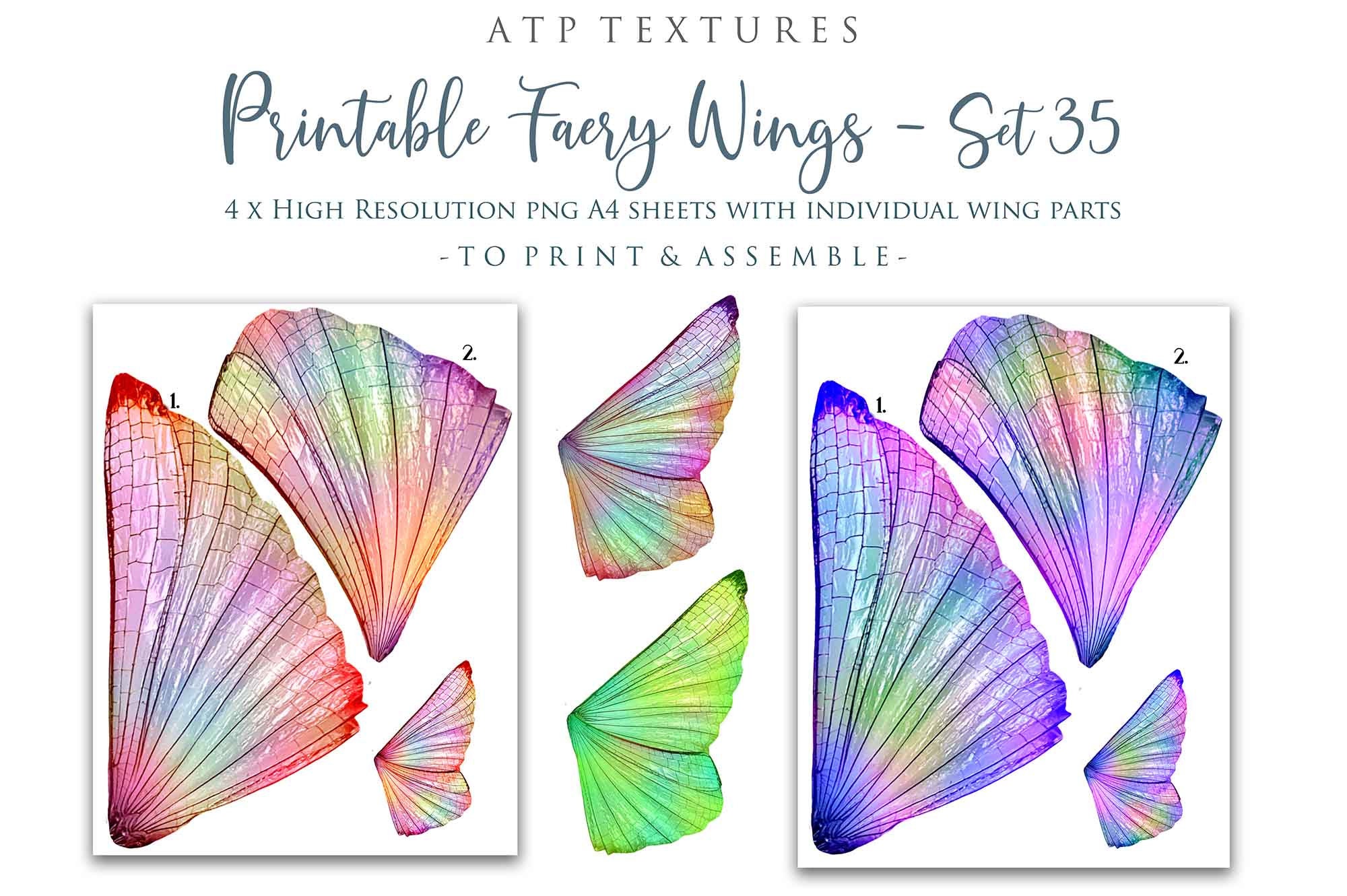 PRINTABLE FAIRY WINGS Set 35 Cosplay Fairy Costume Fairy | Etsy