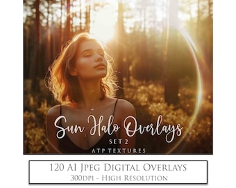 Sun Flare Halo Ring Overlays, Set 2. Jpeg Overlay for Photography. Photoshop Edits. Sunlight, Sunshine, Lighting effects. ATP Textures. AI