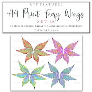 A4 Print FEE FLÜGEL Set 5A - Png Clipart, Schmuckherstellung, Flügel Vorlage, Digital, Cosplay, Printable, Ohrringe Craft
