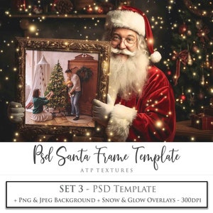 PHOTOSHOP VORLAGE, Digitaler Hintergrund - SANTA Rahmen - Psd, Nr. 3 - Fotobearbeitung, Weihnachten, Für Fotografen, Kartenherstellung, Scrapbooking, Ai