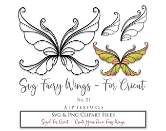 SVG FAIRY WINGS No. 21 For Cricut Maker, Costume, Cosplay Wings, Printable Wing, Templates, Digital, Print And Cut, Png Clipart