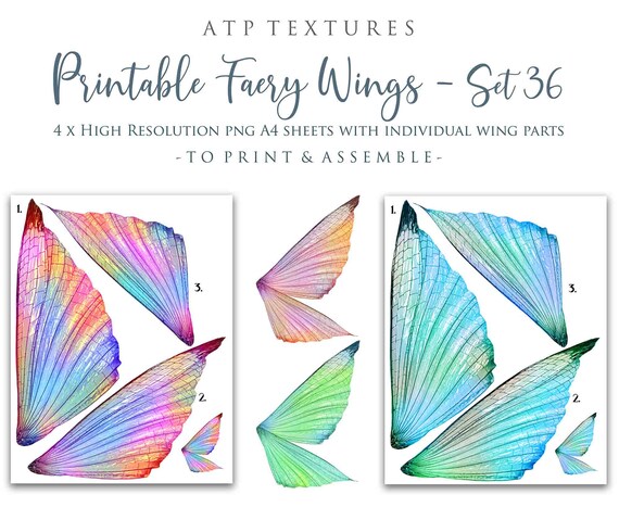 Printable Fairy Wings Set 36 - Clipart Png, Print, Fairy Costume, Fairy Wing, Digital Download, Photoshop Overlay, Scrapbooking Il_570xn