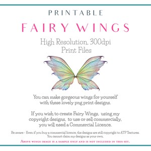 A4 PRINT FAIRY WINGS Set 2 Png Clipart, jewellery Making, Fairy Wing Template, Photoshop, Art Doll Wings, Printable, Earrings Craft image 5