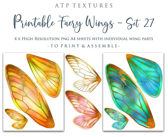 PRINTABLE FAIRY WINGS Set 27 Scrapbooking Clipart Digital - Etsy