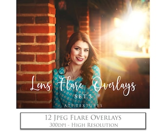 PHOTO OVERLAYS - DIGITAL Lens Flare Set 3 - Sun Flares, Photo Edit, Sunshine, Photography, light, Sunlight, Photoshop Overlay