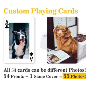 Personalized Pet Playing Cards, Custom Playing Cards, Pictures Playing Cards, Dog Photos Gift, Pet Memorial Gift, Pet Loss Gifts, Cat Photo