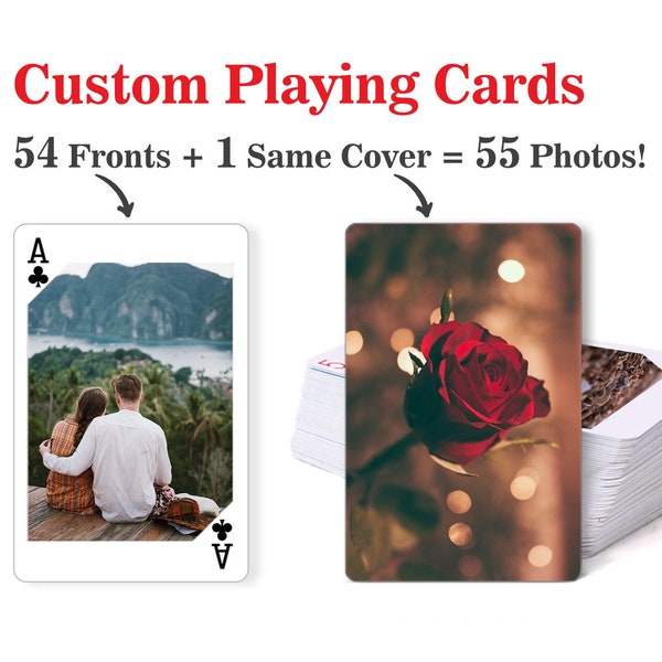 Custom Playing Cards, Personalized Friends Pictures, Custom Deck of Cards, Play Cards, Christmas Gifts, Couples Photos, Family Photos Poker