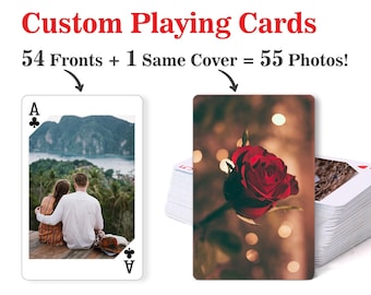 Cartes à jouer personnalisées, photos d'amis personnalisées, jeu de cartes personnalisé, jeux de cartes, cadeaux de Noël, photos de couples, photos de famille