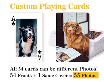 Cartes à jouer personnalisées pour animal de compagnie, Cartes à jouer personnalisées, Cartes à jouer avec images, Cadeau photos de chien, Cadeau commémoratif d'animal de compagnie, Cadeaux en cas de perte d'un animal de compagnie, Photo de chat