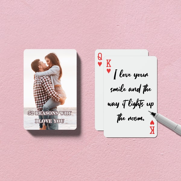Custom Love Letter Playing Cards, Blank Cards, Personalized Poker Cards, Unique Anniversary Gift, 52 Reasons Why I Love You, Keepsake Deck