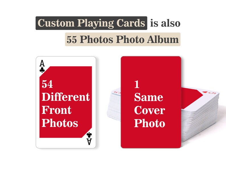 Custom Playing Cards - Personalized Playing Cards, Deck of cards, Poker, Card games, 55 Photos Album, Wedding Gift, Birthday Gift, Baby Gift 