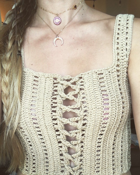 crochet corset lace crop top