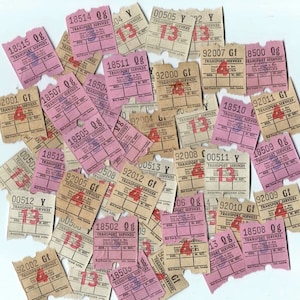 1970 年イギリスの Altered Arts ミックス メディア コラージュ スクラップブッキング用ヴィンテージ バス チケット 15 枚