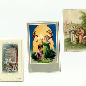 3 cartes commémoratives vintage de première communion religieuse - Holy Card - 1950 et 1960 - S87