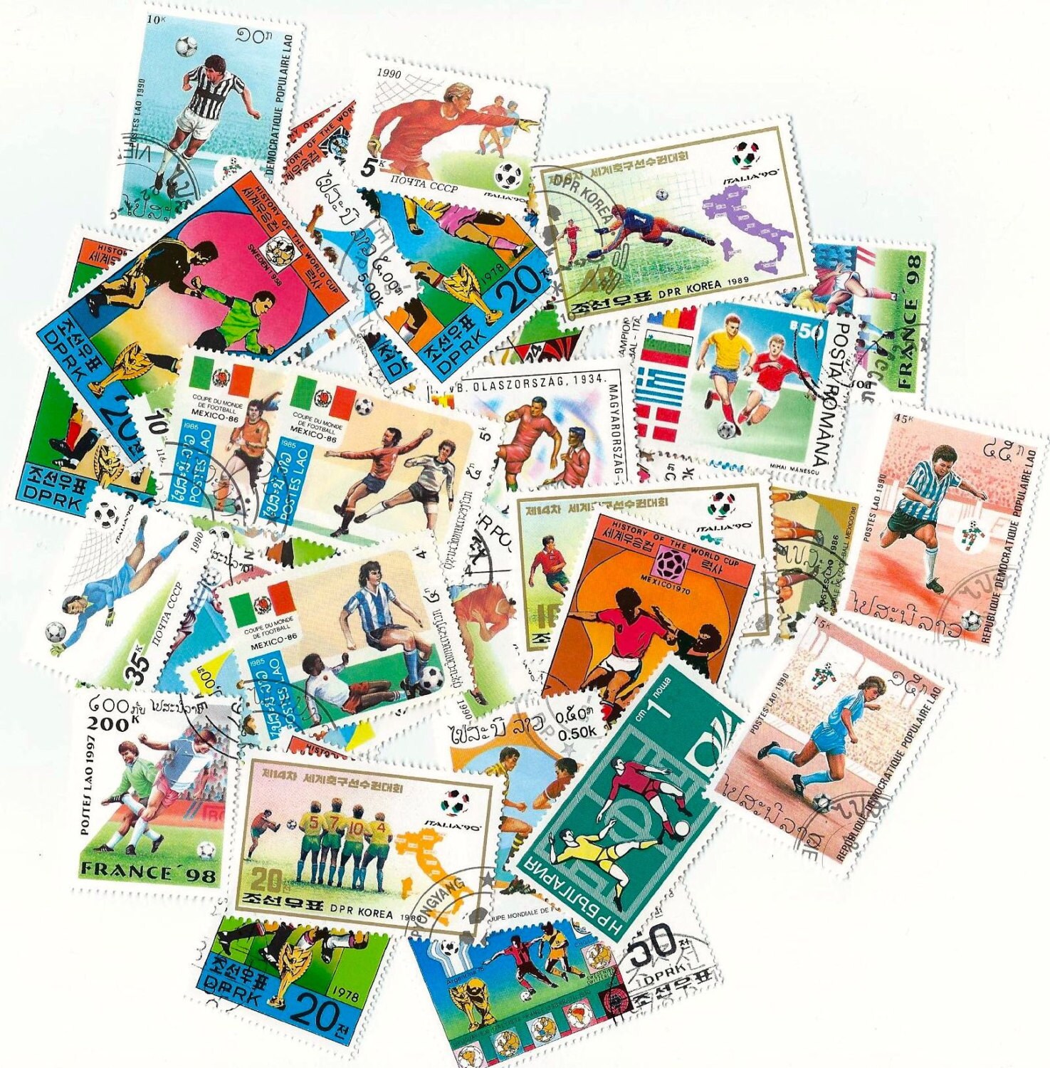 12 Postage Football Stamps, Soccer Stamps Scrapbooking, Collage