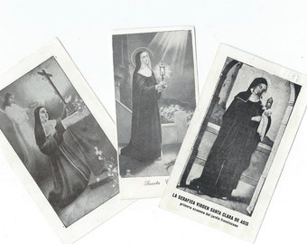 3 Vintage Holy Cards - Religious Saints - St. Clara - M82