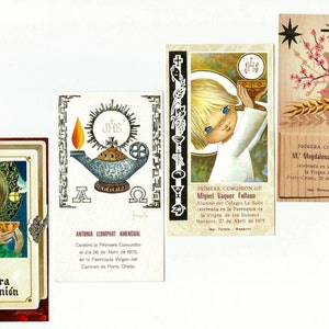 4 cartes commémoratives vintage de première communion religieuse - Holy Card - 1975 - C17