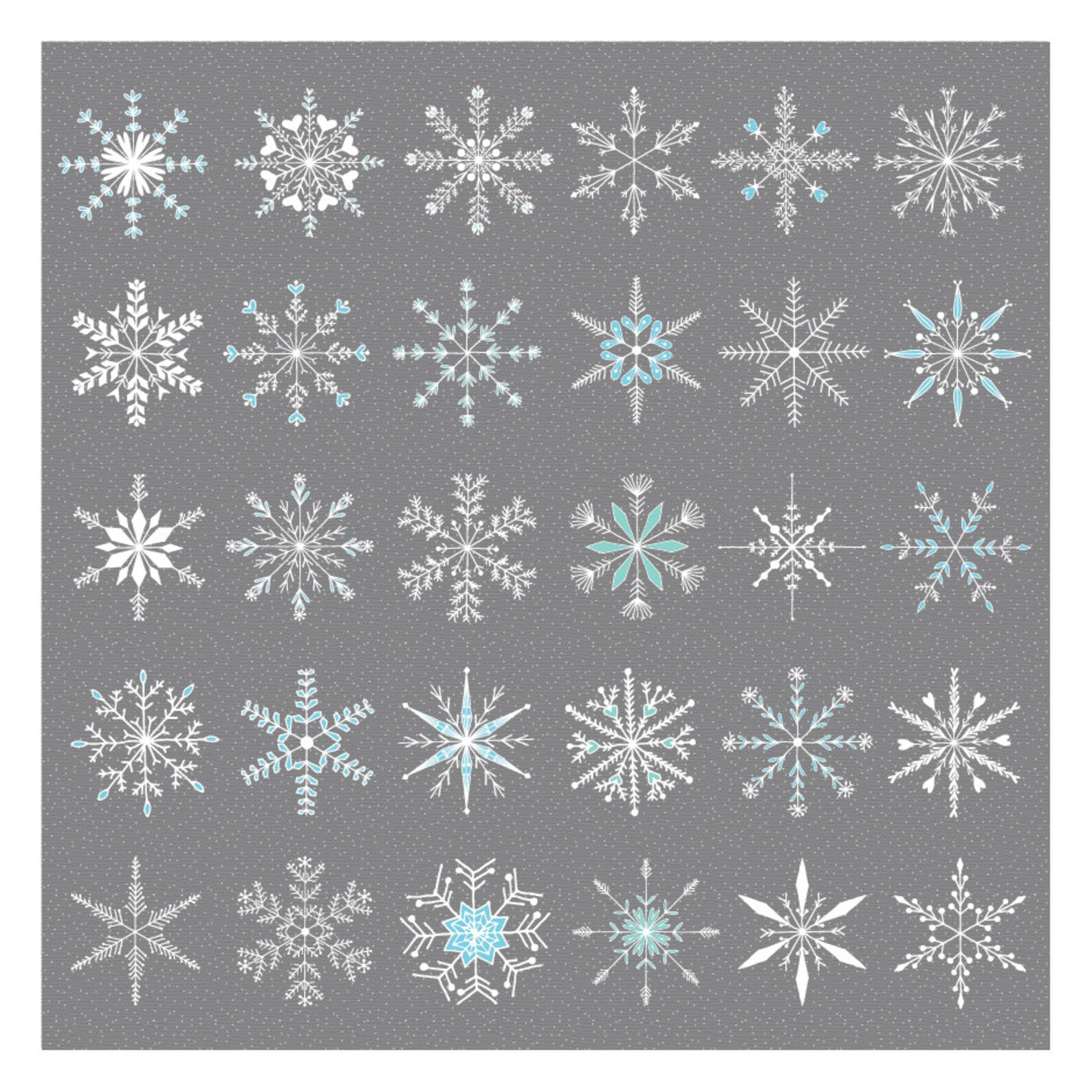 50 Hand Drawn Snowflakes Digital Clip Art - Christmas Clip Art - Snow ...