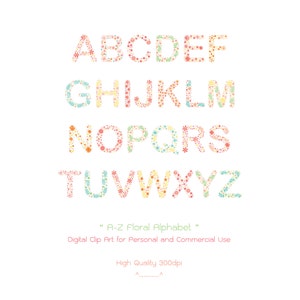 A-Z Floral Alphabet Digital Clipart - Floral Typography - Scrapbooking - Invitation - Floral Wedding - Floral Font - Wedding Card-Party Tags