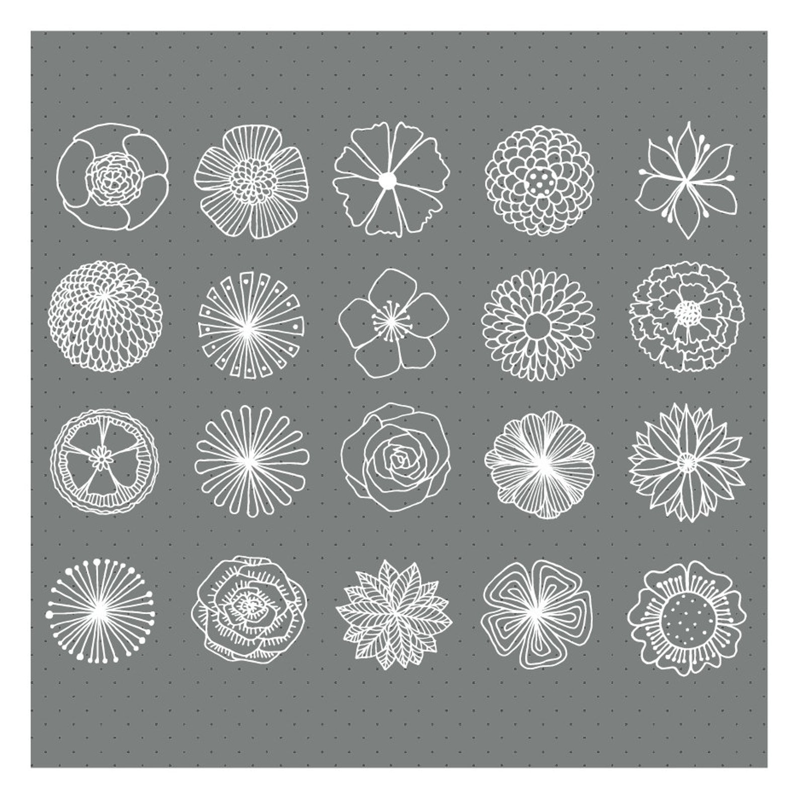 55 Hand Drawn White Flowers Digital Clip Art - Wedding-floral Clip Art ...