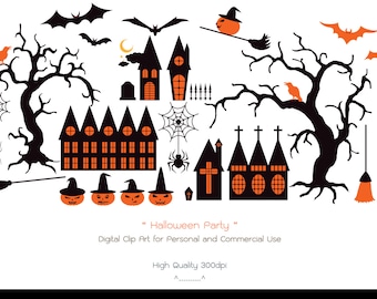 Halloween Party - Digital Clip Art - High Quality 300dpi - Personal and Commercial Use
