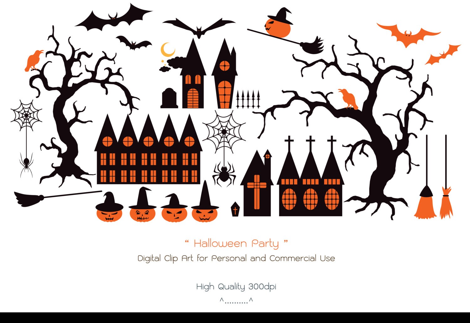 Halloween Party Digital Clip Art High Quality 300dpi | Etsy