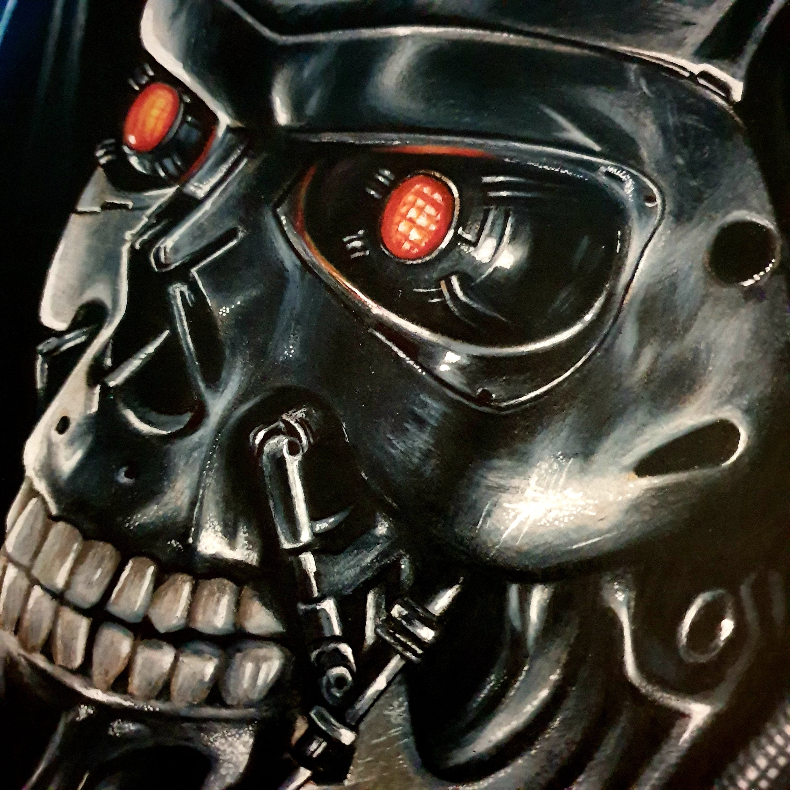 Terminator T 800 Illustrated Portrait Printed Onto Etsy Canada