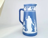 Wedgewood Jasperware Blue Small Jug, Creamer, Pitcher, Small Vase
