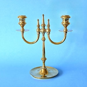Vintage Brass Ornate Metal Fireplace Candelabra or Candle Holder