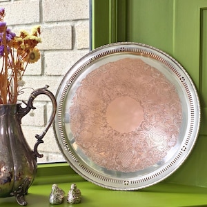 Barker Ellis Silver Plated Round Gallery Tray