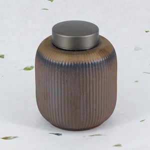 Rustic Ceramic Stoneware Canister • 600ml 20oz Airtight Food Container • Metal Screw Cap Jar Pottery • Tea Coffee Snack Rice Dry Food