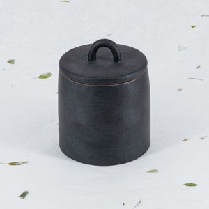 Matt Black Ceramic Stoneware Canister • 350ml 12oz Airtight Food Storage Container • Zen Jar Pottery • Tea Coffee Snack Spice Dry Food