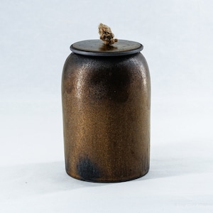Tall Rust-Glazed Ceramic Stoneware Canister • 500ml 17oz Airtight Food Container • Kitchen Jar Pottery • Tea Coffee Snack Rice Dry Food