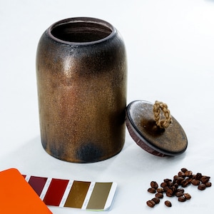 EngiCrafts Tall Rust-Glazed Ceramic Container Caddy Canister Storage 500ml 17oz Tea Coffee Snack Rice Dry Food Airtight image 4